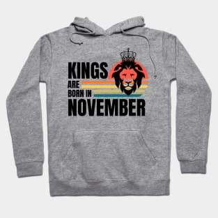 Kings are Born in November Birthday Quotes Retro b Hoodie